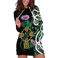 Scottish Celtic Cross Thistle Flowers Hoodie Dress