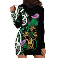 Scottish Celtic Cross Thistle Flowers Hoodie Dress