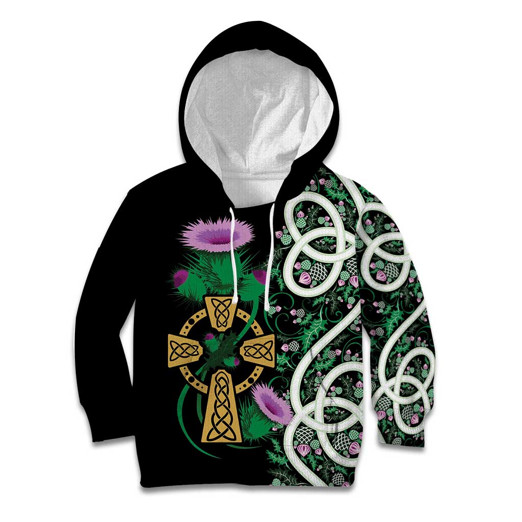 Scottish Celtic Cross Thistle Flowers Kid Hoodie