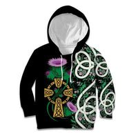 Scottish Celtic Cross Thistle Flowers Kid Hoodie
