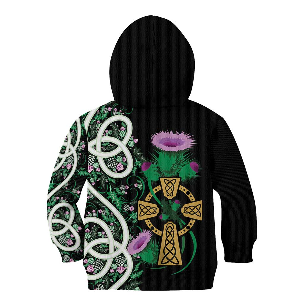 Scottish Celtic Cross Thistle Flowers Kid Hoodie