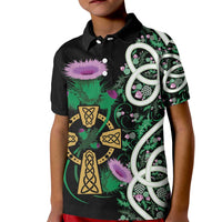Scottish Celtic Cross Thistle Flowers Kid Polo Shirt