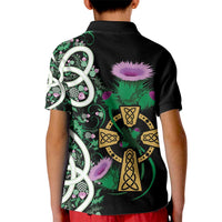 Scottish Celtic Cross Thistle Flowers Kid Polo Shirt