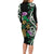Scottish Celtic Cross Thistle Flowers Long Sleeve Bodycon Dress