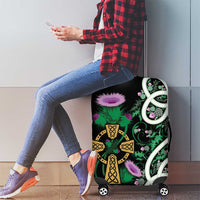 Scottish Celtic Cross Thistle Flowers Luggage Cover