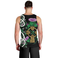 Scottish Celtic Cross Thistle Flowers Men Tank Top