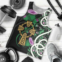 Scottish Celtic Cross Thistle Flowers Men Tank Top