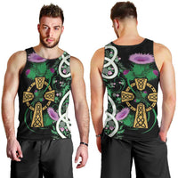 Scottish Celtic Cross Thistle Flowers Men Tank Top