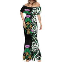 Scottish Celtic Cross Thistle Flowers Mermaid Dress