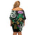 Scottish Celtic Cross Thistle Flowers Off Shoulder Short Dress