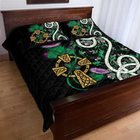Scottish Celtic Cross Thistle Flowers Quilt Bed Set