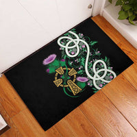 Scottish Celtic Cross Thistle Flowers Rubber Doormat