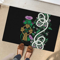 Scottish Celtic Cross Thistle Flowers Rubber Doormat