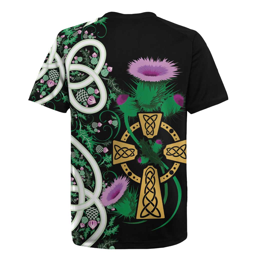 Scottish Celtic Cross Thistle Flowers Rugby Jersey