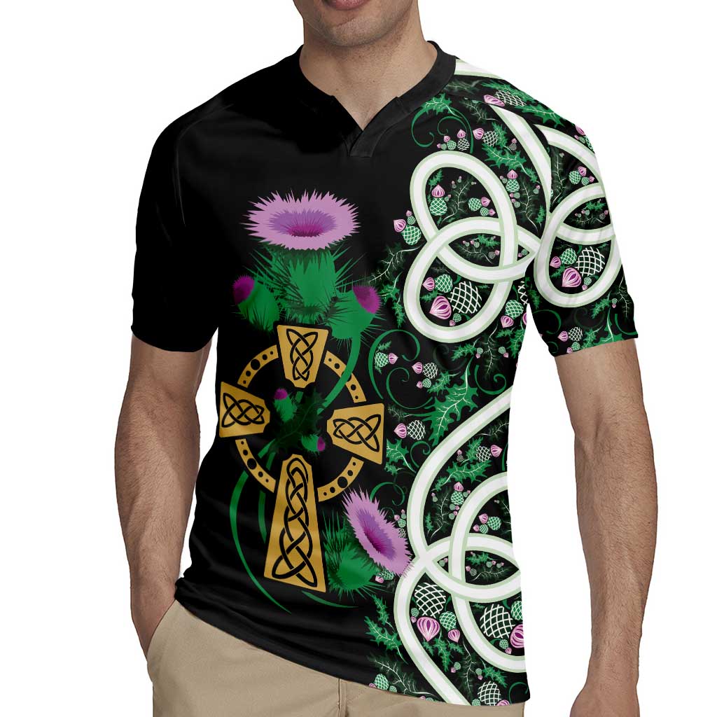 Scottish Celtic Cross Thistle Flowers Rugby Jersey