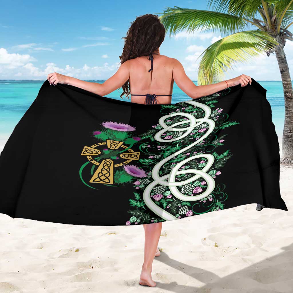 Scottish Celtic Cross Thistle Flowers Sarong