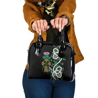 Scottish Celtic Cross Thistle Flowers Shoulder Handbag