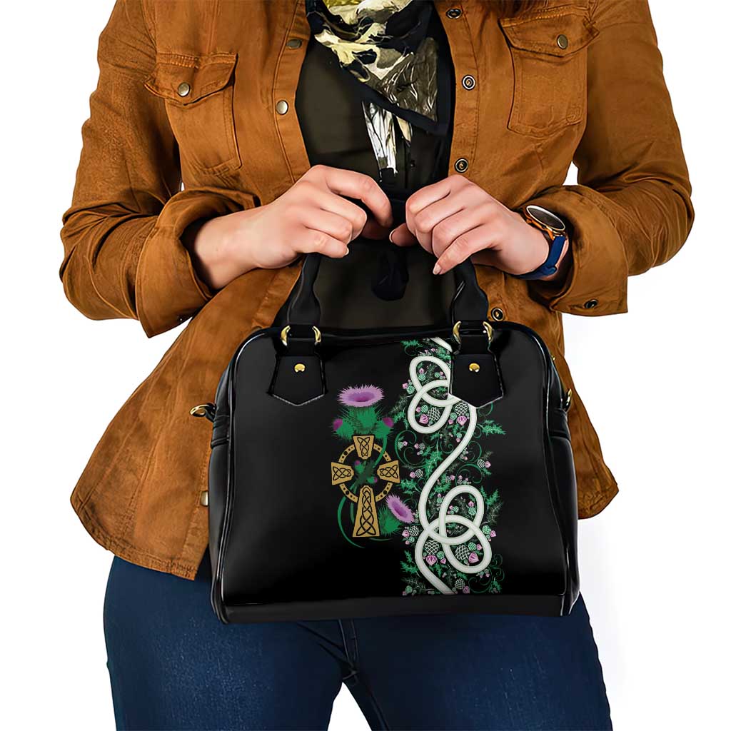 Scottish Celtic Cross Thistle Flowers Shoulder Handbag