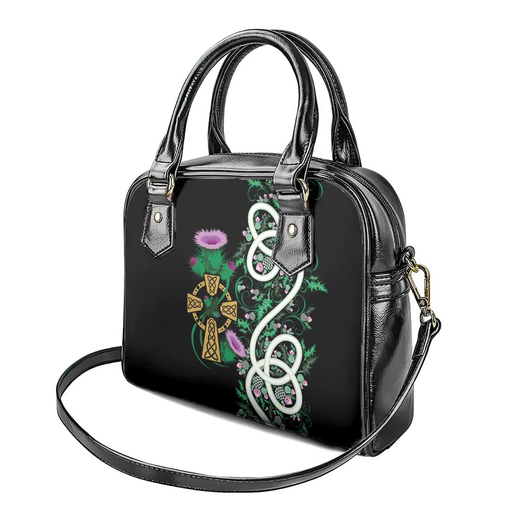 Scottish Celtic Cross Thistle Flowers Shoulder Handbag