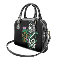 Scottish Celtic Cross Thistle Flowers Shoulder Handbag