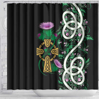 Scottish Celtic Cross Thistle Flowers Shower Curtain