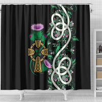 Scottish Celtic Cross Thistle Flowers Shower Curtain