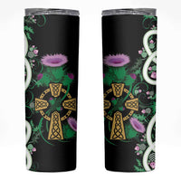 Scottish Celtic Cross Thistle Flowers Skinny Tumbler
