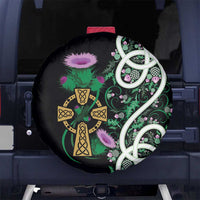 Scottish Celtic Cross Thistle Flowers Spare Tire Cover
