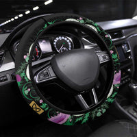 Scottish Celtic Cross Thistle Flowers Steering Wheel Cover