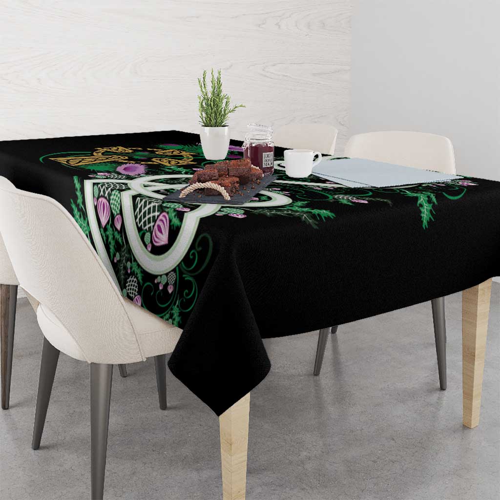 Scottish Celtic Cross Thistle Flowers Tablecloth