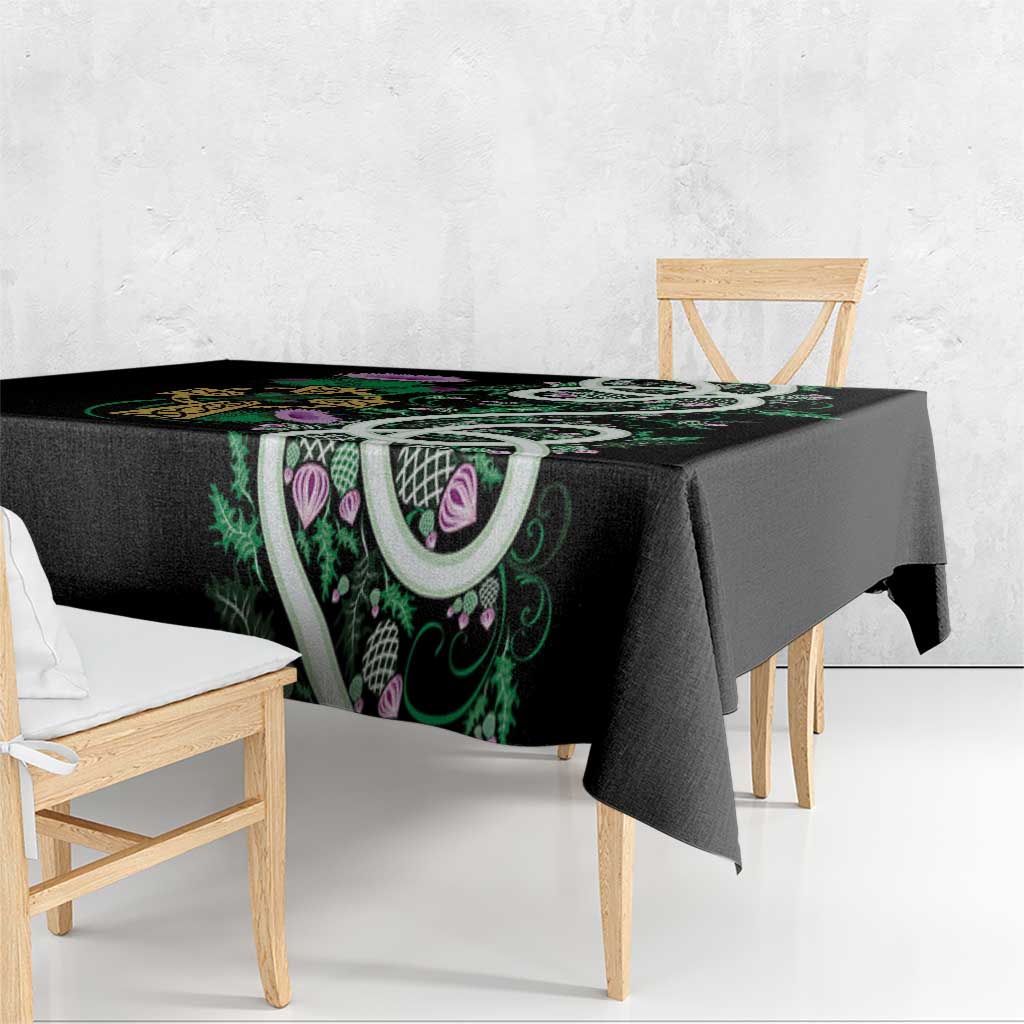 Scottish Celtic Cross Thistle Flowers Tablecloth
