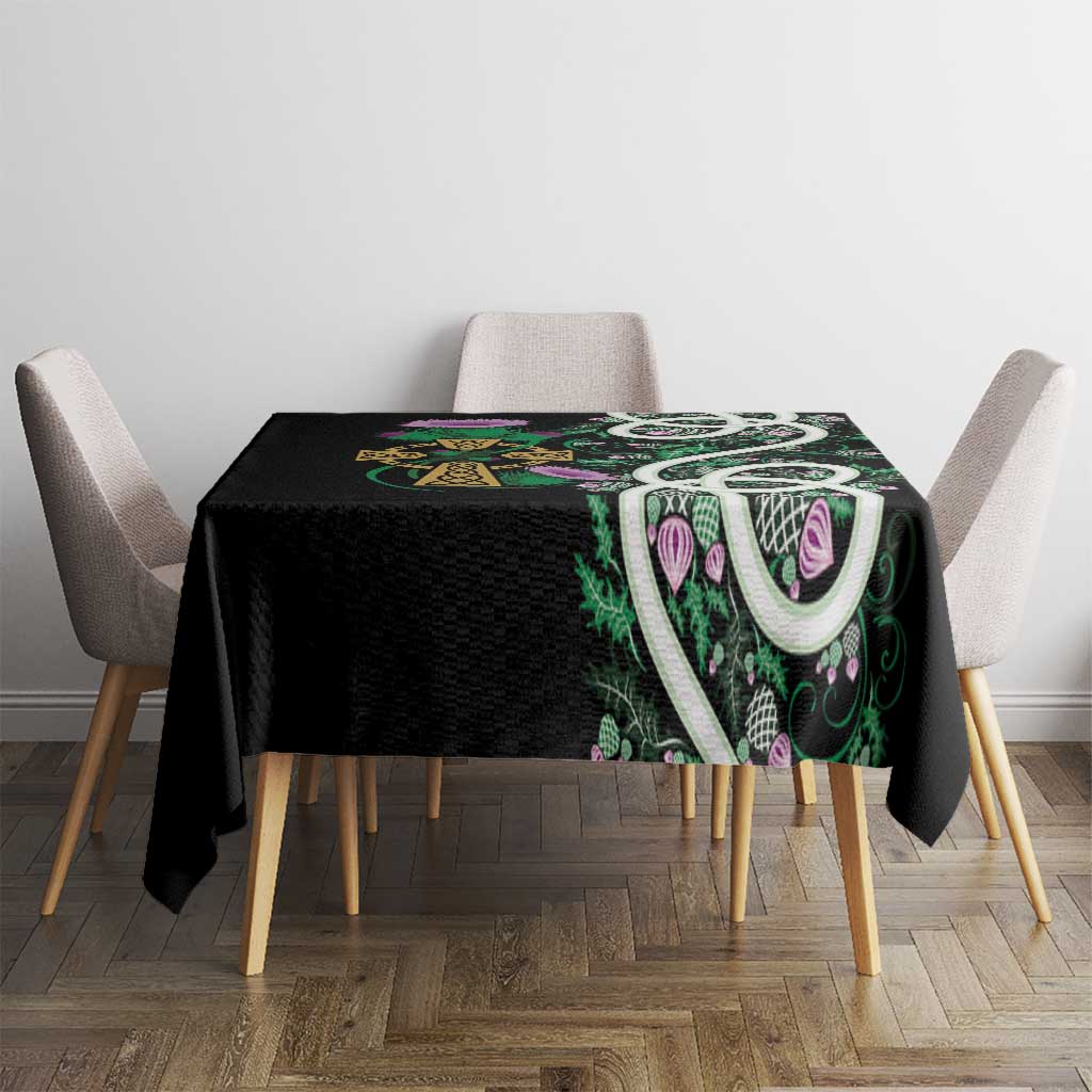Scottish Celtic Cross Thistle Flowers Tablecloth