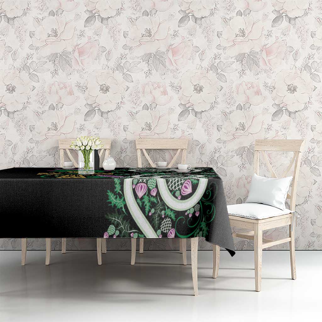 Scottish Celtic Cross Thistle Flowers Tablecloth