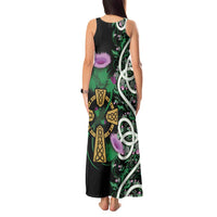 Scottish Celtic Cross Thistle Flowers Tank Maxi Dress