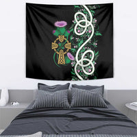 Scottish Celtic Cross Thistle Flowers Tapestry