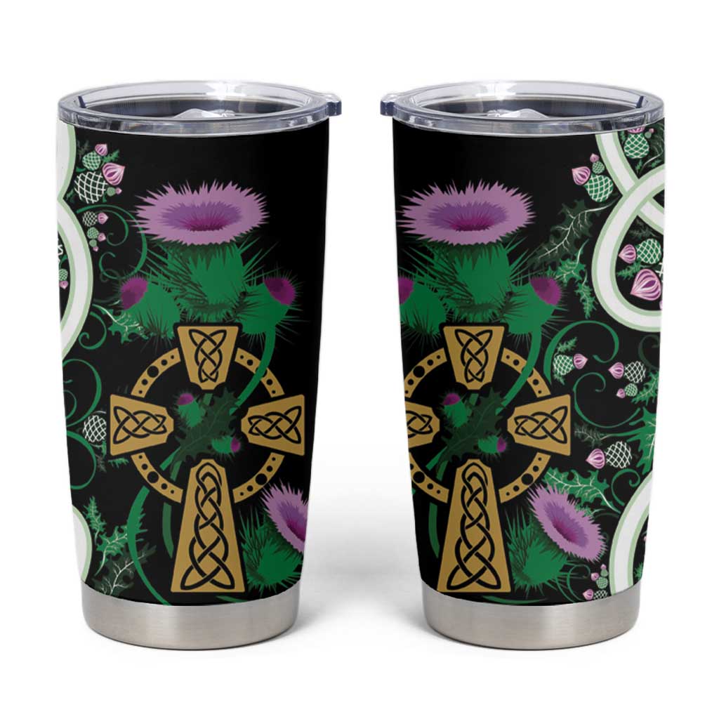 Scottish Celtic Cross Thistle Flowers Tumbler Cup