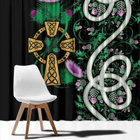 Scottish Celtic Cross Thistle Flowers Window Curtain