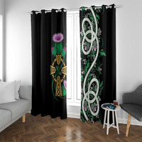Scottish Celtic Cross Thistle Flowers Window Curtain