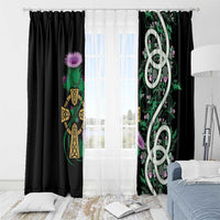 Scottish Celtic Cross Thistle Flowers Window Curtain