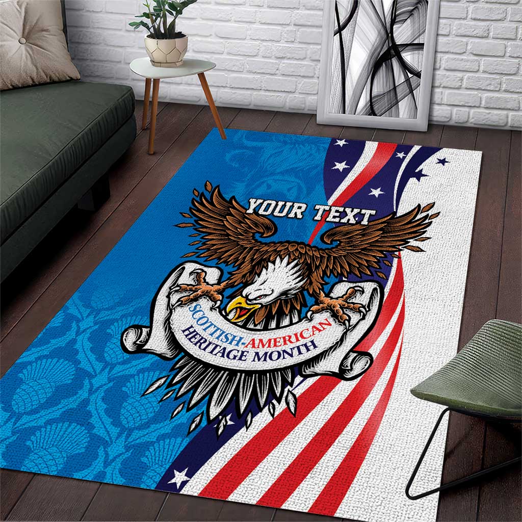 Scottish-American Heritage Month Personalized Area Rug Highland Cow and USA-eagle