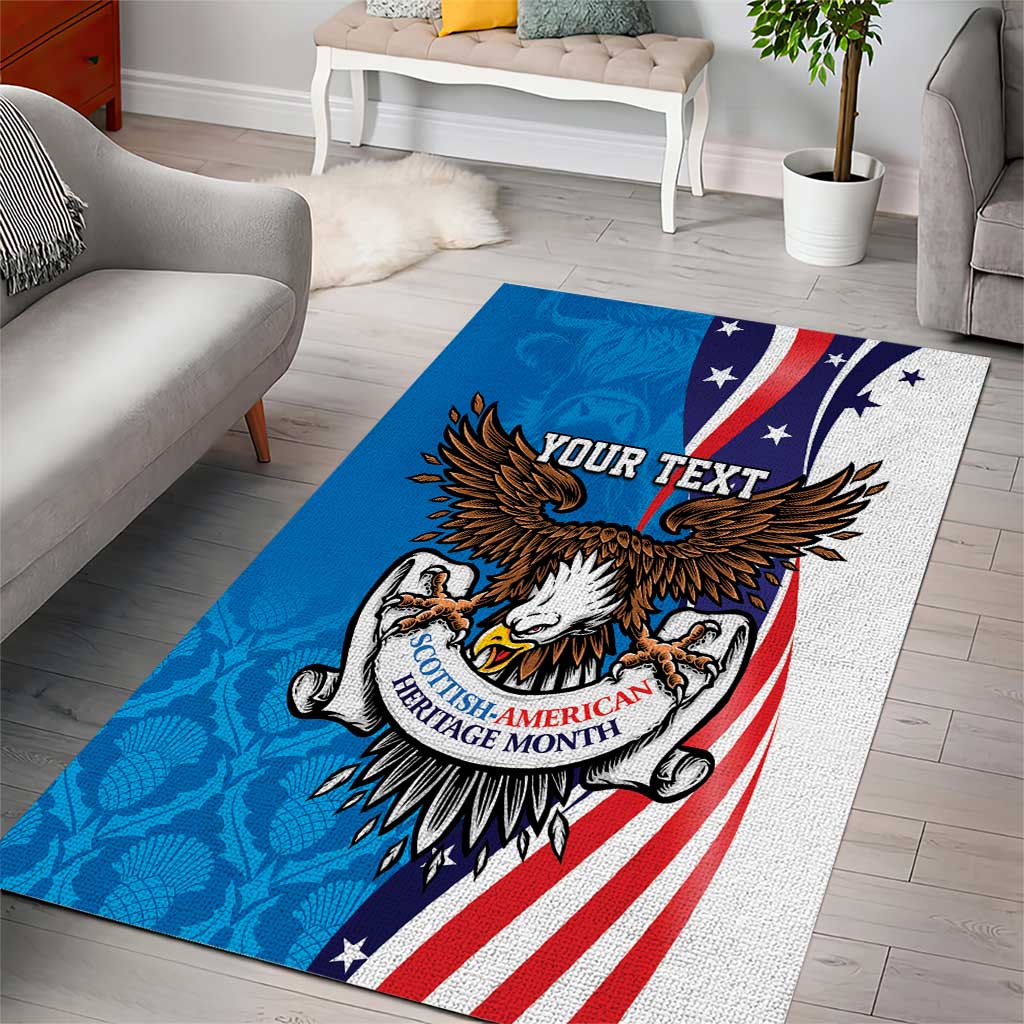 Scottish-American Heritage Month Personalized Area Rug Highland Cow and USA-eagle