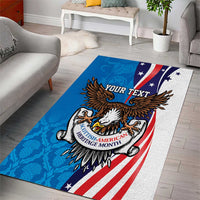 Scottish-American Heritage Month Personalized Area Rug Highland Cow and USA-eagle