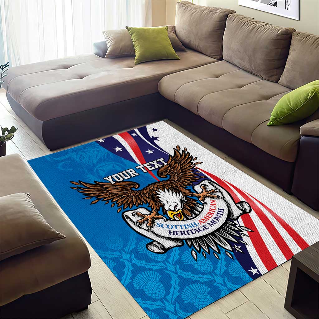 Scottish-American Heritage Month Personalized Area Rug Highland Cow and USA-eagle