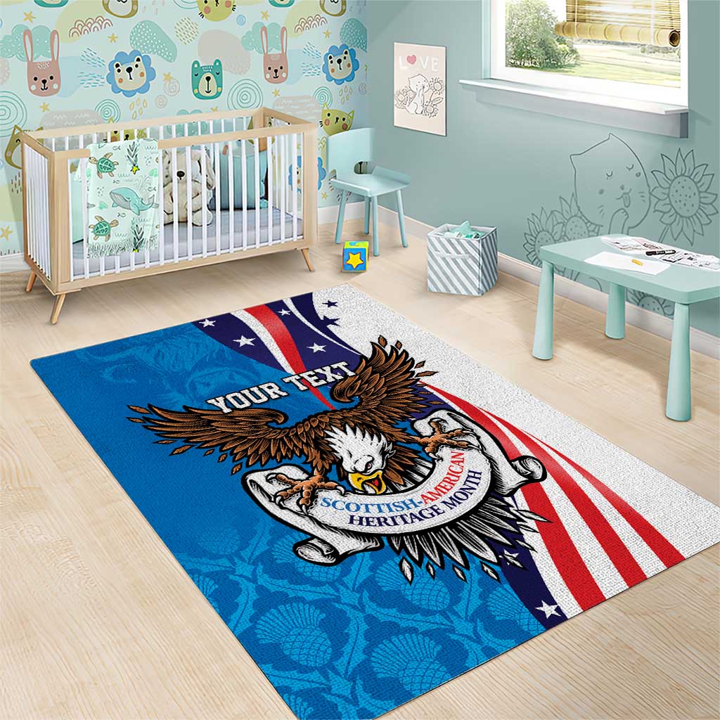Scottish-American Heritage Month Personalized Area Rug Highland Cow and USA-eagle