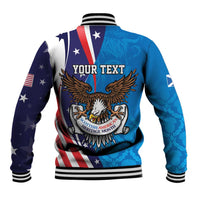 Scottish-American Heritage Month Personalized Baseball Jacket Highland Cow and USA-eagle