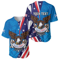 Scottish-American Heritage Month Personalized Baseball Jersey Highland Cow and USA-eagle
