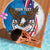 Scottish-American Heritage Month Personalized Beach Blanket Highland Cow and USA-eagle