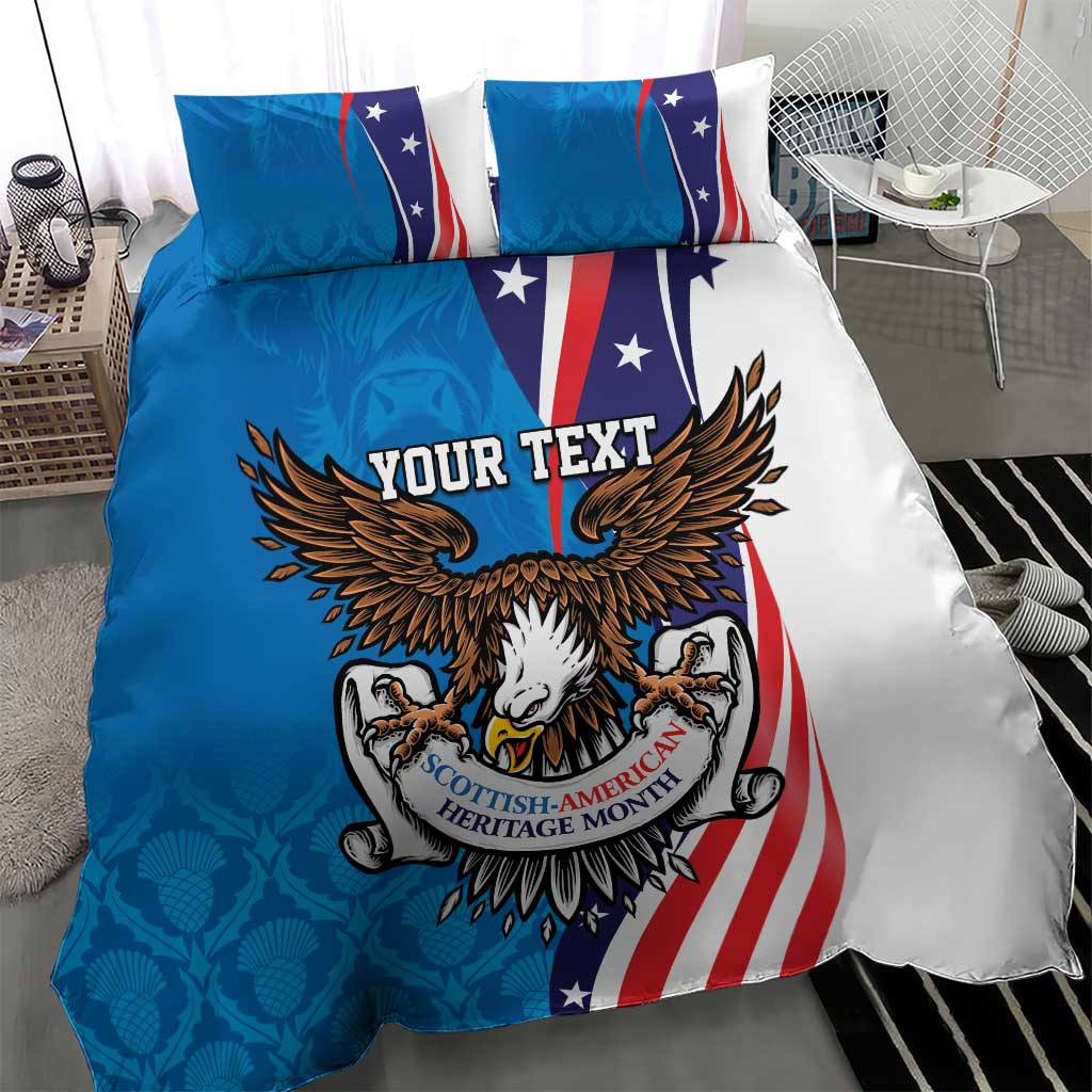 Scottish-American Heritage Month Personalized Bedding Set Highland Cow and USA-eagle