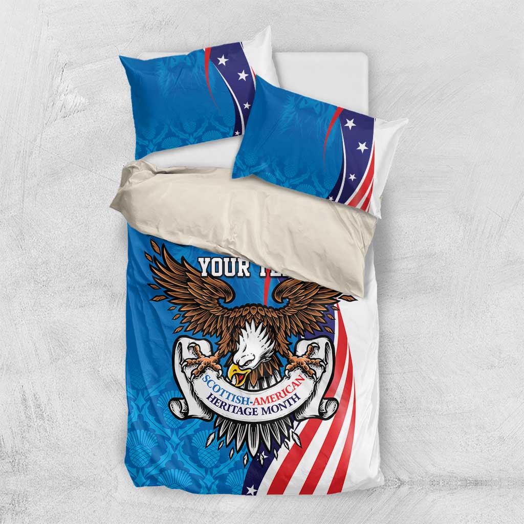 Scottish-American Heritage Month Personalized Bedding Set Highland Cow and USA-eagle