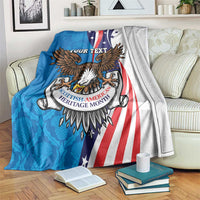 Scottish-American Heritage Month Personalized Blanket Highland Cow and USA-eagle